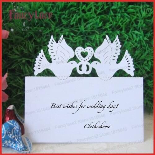 50pcs Free Shipping Wedding Laser Hollow Out Love Bird Place Names Cards Table Decorative Cards Wedding Invitation For Supplies