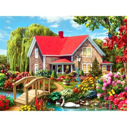 Full Square/Round Drill 5D DIY Landscape Diamond Painting "Garden & House" Embroidery Cross Stitch 5D Home Decor Gift