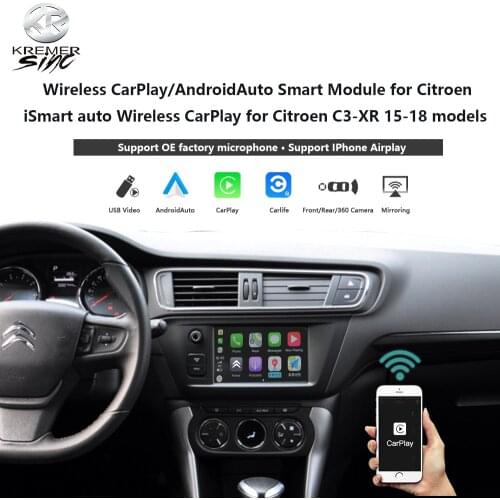 Wireless CarPlay AndroidAuto Retrofit Box for Citroen iSmart auto Wireless CarPlay for Citroen C3-XR 15-18 model Mirroring Link