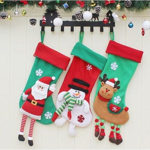 Large Christmas Stocking Gifts Bag Xmas Tree Ornaments Kids Candy Bags New Year Pendant Elf Santa Clause Doll Boots