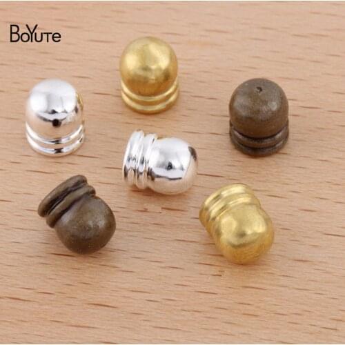 BoYuTe (200 Pieces/Lot) 4MM 4.5MM Rope End Caps Leather Clasps Materials Metal Brass DIY Handmade Jewelry Accessories