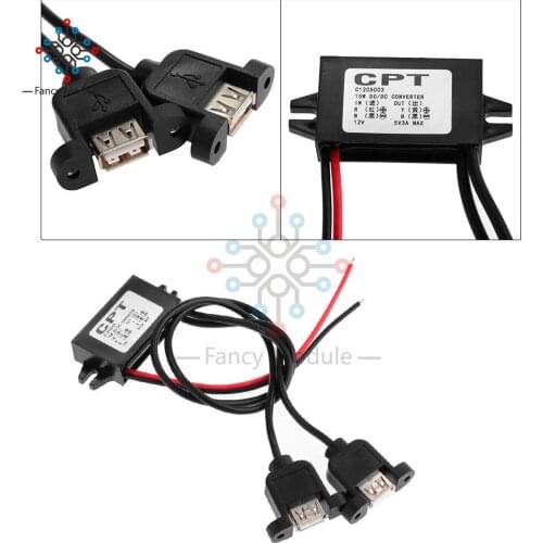 DC-DC Car Power 12V to 5V 3A 15W Converter Module Micro USB Step Down Power Output Adapter Low Heat Auto Protection