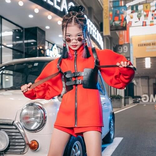 Modern Hip Hop Stage Performance Clothes Girls Fashion Catwalk Show Costumes Kids Jazz/Street Dance Practice Clothing DQL4603