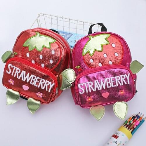 Baby Mini Schoolbags Cartoon Strawberry Cute Baby Girl Anti-lost Backpacks Child Travel Shoulder Bags Gift for Kids 1-3 Years