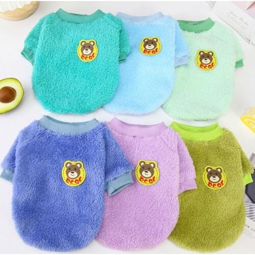 Long Plush Dogs Clothes Cat Shirt Hoodies Winter Pullover Hoody Coat Sweatshirt 6 Colors Pet Dog Clothing O-neck Costume Outfit