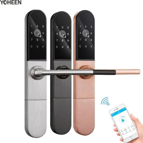 Slim Aluminum Glass Smart Slider Door Lock Wifi Bluetooth TTLock App RFID Card Digital Code Electronic Door Lock