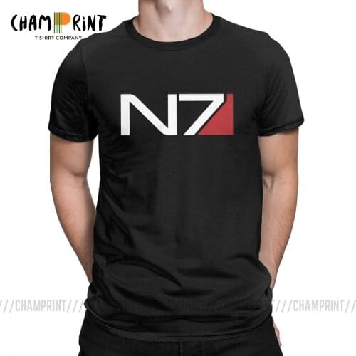 Men Mass Effect N7 T Shirts Pure Cotton Tops Funny Short Sleeve Crew Neck Tees Plus Size T-Shirt