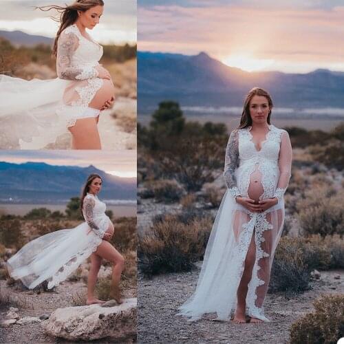 Custom Made Elegant Maternity Dresses Lace Ankle Length Gown Wedding Sleepwear Pregnant Male Nightgowns Lingerie