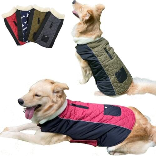 Pocket Design Dog Clothes Winter Dog Jacket Vest Cotton Coat Double-Sided Can Wear Dog Clothes Coat Clothing