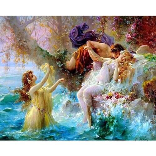 European court painting Playing water,Diamond Mosaic Embroidery Full Diamond Painting Cross Stitch Picture Rhinestones NEW1998