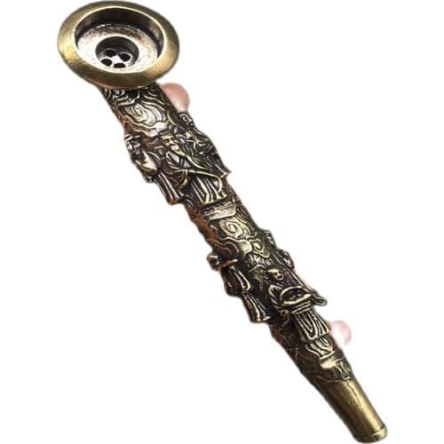 Chinese retro brass pipe with eight immortals mouth