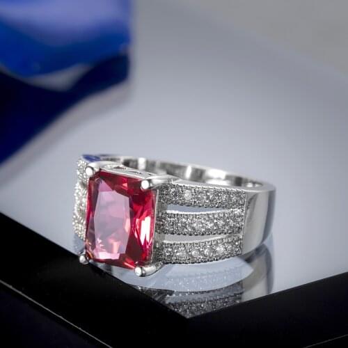Charm Female Square Crystal Stone Dainty 8X10MM Big Zirconia Luxury Wedding Band Engagement Ring For Woman Drop Shipping