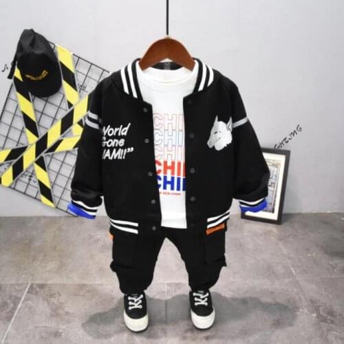 Kids Boy Clothing Set Baby Boys Clothing Children Spring Autumn Boys Clothes Casual Fashion Coat+T-Shirt+ Pants 3PCS Sport Suits