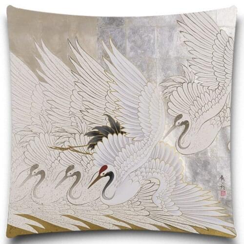 More Red-crowned crane 2D print creative Pillow case Square cotton polyester cushion cover 5 size 9 style