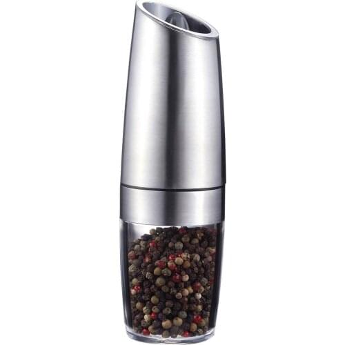 Spice Mill Electric Pepper Mill with Metal Stand Stainless Steel Electric Salt and Pepper Grinder,Kitchen Pepper Shaker with LED
