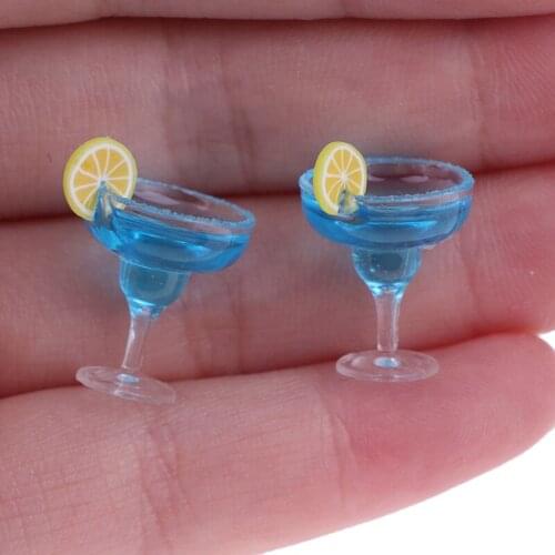 Mini 2Pcs Resin Cocktail Cup Simulation Drink Glass Model Toy Doll House Decoration Scale 1/12 Dollhouse Miniature Accessories