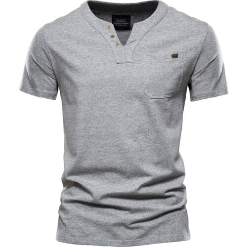 10 Colour V-neck Tshirts Mens Summer T-shirt Fashion Casual Slim Fit Short Sleeve T Shirts Male Solid Color Tops Tees Cotton