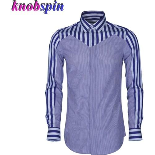 Contrast Multi-Striped Mens Shirt 2019 Fashion Slim Casual shirts men high quality Cotton Silk Camisa masculina Plus size 4XL 48