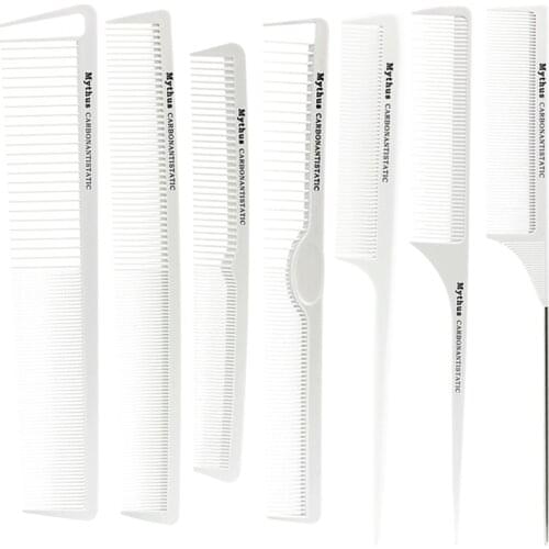 7 Pieces / Set of Professional Hair Carbon Comb Salon Barber Anti-static Hair Comb Set Hair Clipper Hair Comb