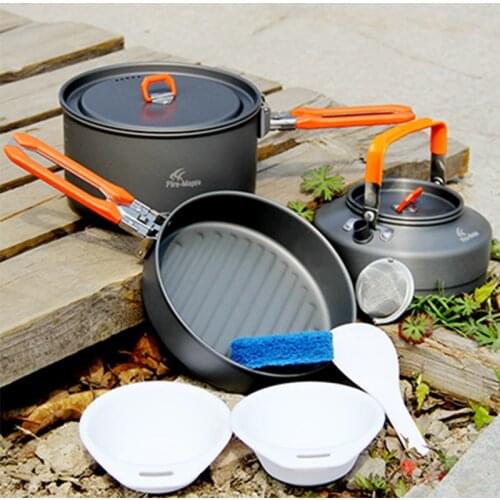 Fire Maple 2-3 Person Cutlery Set Medium Pot & Frying Pan & Tea Pot Hiking Camp Cook Set Tableware Tourism Feast 2 Free Shipping
