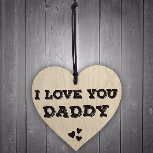 Love You Daddy Wooden Hanging Heart Fathers Day Sign Dads Love Hearts Present Christmas Home DIY Decorations