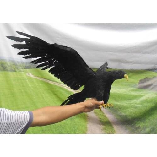 New simulation black bird model plastic & furs wings crow model gift about 90x45cm 0801