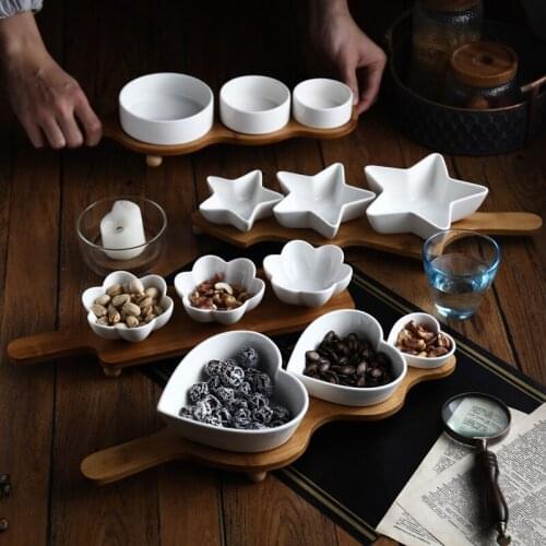 New Product Ceramic Fruit Compartment Platterdried Fruit Platesnackssweets Afternoon Tea Snack Platetable Decoration