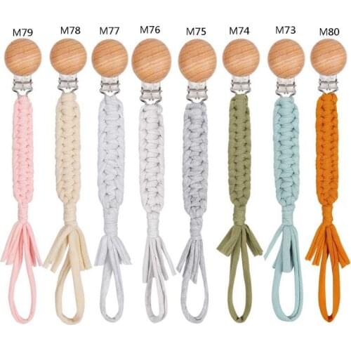 OOTDTY Braided Cotton Rope Nipple Holder Baby Pacifier Clips Chain Nipple Holder Soother Chain for Infant Kids