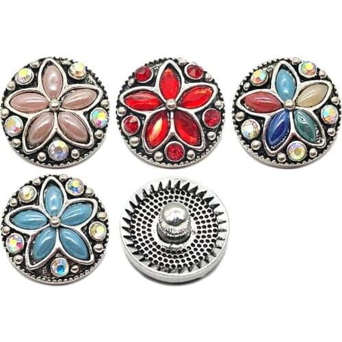 Wholesale w068 Christmas 18mm 20mm rhinestone metal button for snap button Bracelet Necklace Jewelry For Women Silver jewelry