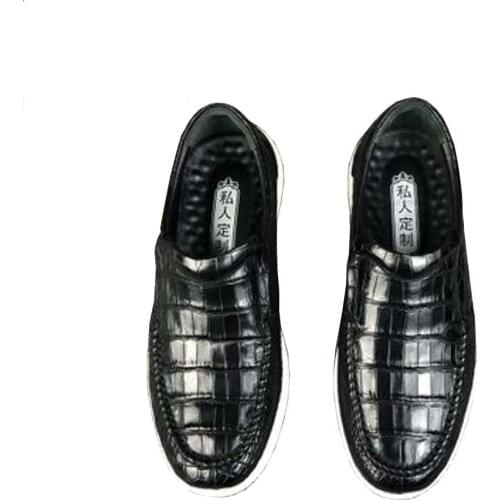 Ousidun new Thailand crocodile belly men shoes leisure shoes Mens shoes black