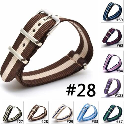 16mm 18mm 20mm 22mm 24mm Nylon Strap 10Pcs Set Nato Army Sport Watch Band Woven Stripe Bracelet Substitute DW Strap Buckle Band