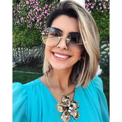 Eoome Oversize Round Sunglasses Cystal Cutting 4.0 thick Lens Flower Shape women Luxury Designer sunglass Lunettes de soleil