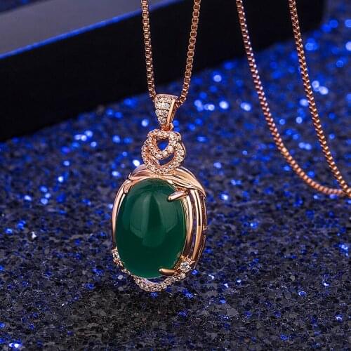 Real 14K Rose Gold 2 Carats Sapphire Pendant Women Natural Blue Sapphire Gemstone 14K Rose Gold 45cm Necklace Jewelry Pendant