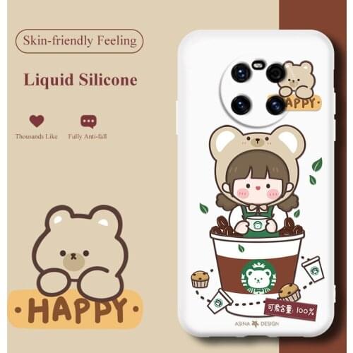 ASINA Liquid Silicone Case For Huawei Mate 30 20 10 Pro Cute Cartoon Cover Bumper For Huawei Honor 30 10 20 8x 9x 9a Funda Coque