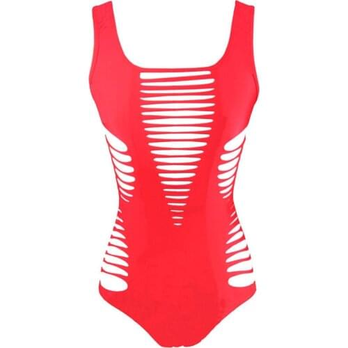 Sexy One Piece Swimsuit 2016 High Quality Cut Out Swimwear Women Beach Bodysuit Black Red Monokini Bathing Suit Maillot de Bain
