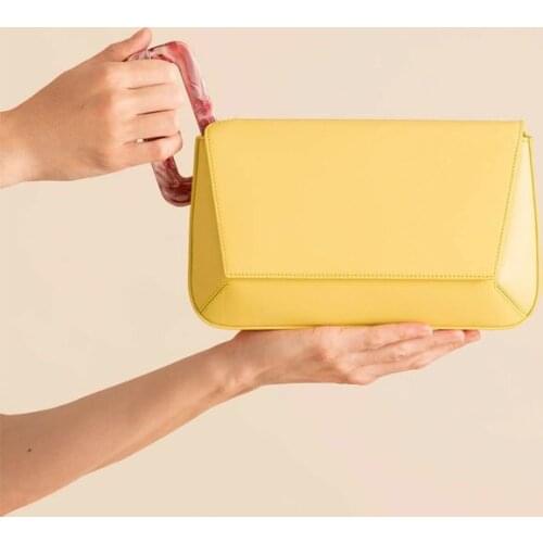 2021 New Popular Designer Ladies Handbags Fashion Irregular Geometric Shape Resin Square Buckle Under Shoulder Bag