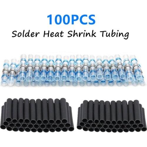 100PCS Heat Shrink Wire Connectors Solder Sleeves Waterproof Fast Butt Terminals Electrical Heat Shrink Tube Splice Terminal