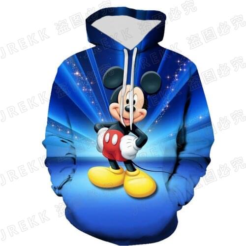 Disney Anime Mickey Mouse Hoodies Men Women Children Fashion 3D Print Sweatshirts Cool Pullover Long Sleeve Boy Girl Kids Coat