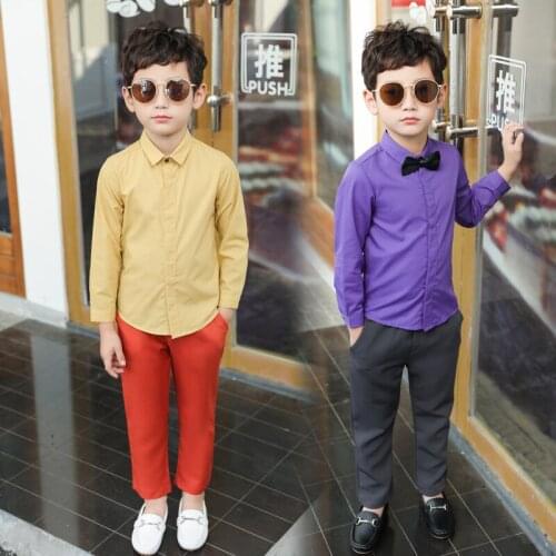 Spring Boys Shirts Children School Blouse Cotton Kids Tee Tops Boys Shirt Long Sleeve Formal Shirts for Girl Kids Clothing 3-10Y