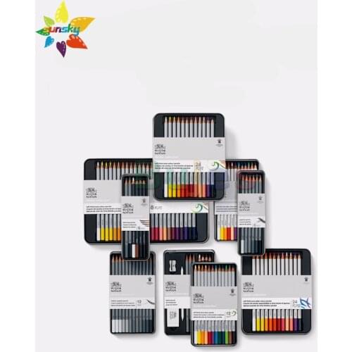 Winsor Newton Color pencil suit sketch pencil graphite pencil oil color lead water soluble color lead iron box set art supplies
