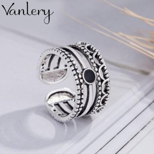 New Trendy Personality Punk Black Round Rings For Women Lady Resizable Size Rings Party Jewelry Charm Gifts 2021