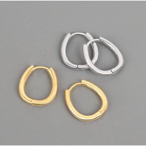 VENTFILLE 925 Sterling Silver Oval Hoop Earrings For Women Simple Temperament Earring Korean Design Jewelry