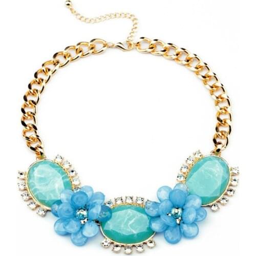 2014 Rushed Water Drop Trendy Link Chain Chokers Necklaces Women New Necklace&pendant Flower Collar Candy Color Necklace