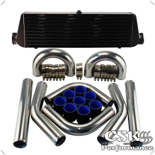 2.5" Aluminum Piping Hose Clamps+ High Performance Front Mount Intercooler 550mmx180mmx64mm Kit Black/Blue/Red