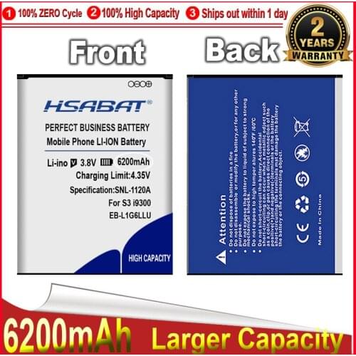 HSABAT 6200mAh EB-L1G6LLU for Samsung S3 Battery SIII i9300 Battery i9305 for Galaxy Grand DUOS I9082 Battery Grand Neo i9060