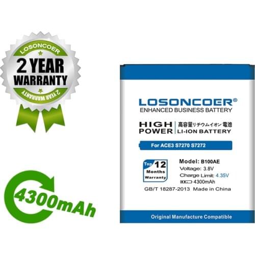LOSONCOER Battery 4300mAh B100AE For Samsung Galaxy Ace 3 Battery S7270 S7272 S7898 S7562C S7568i i699i S7262 s7260 S7270L