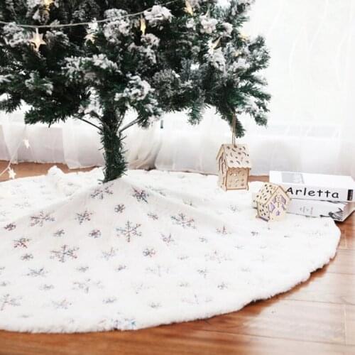White Plush Snowflake Christmas Tree Skirt Christmas Decorations