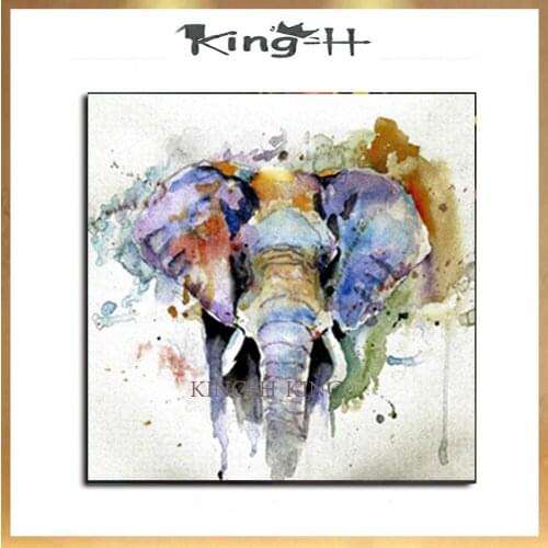 Color elephant oil painting art oil painting hand-painted animal mural courtyard room childrens room wall art frameless