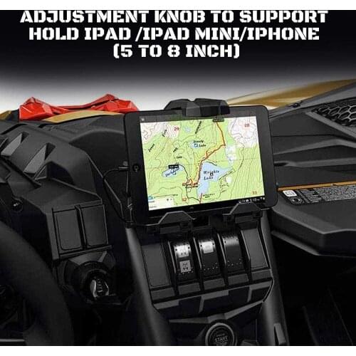 Electronic Device Holder With Integrated Storage For Can Am Maverick X3 Models Smartphone Navigation Stand Black 2017-2021