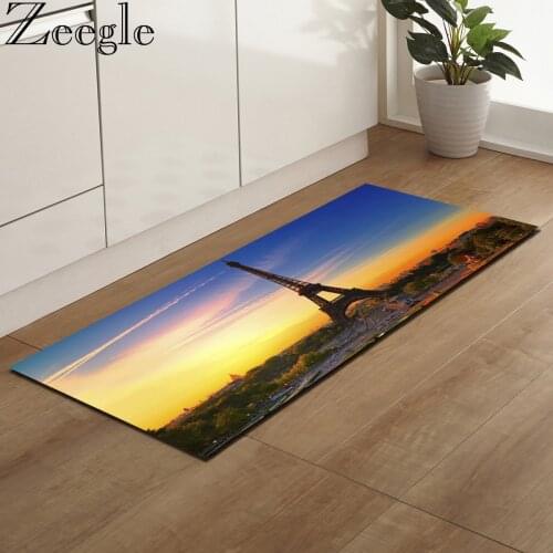 Long Kitchen Carpet Floor Mat Living Room Hallway Area Rugs Flannel Tower Printing Entrance Door Mats Outdoor Front Door Doormat